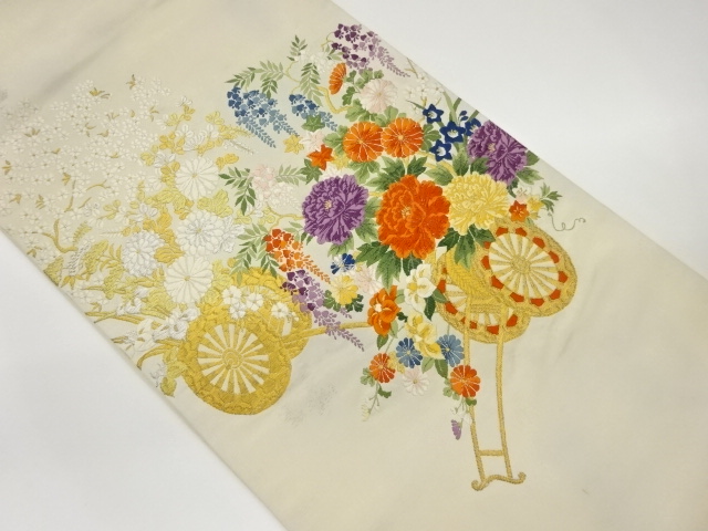 花車模様織出し袋帯